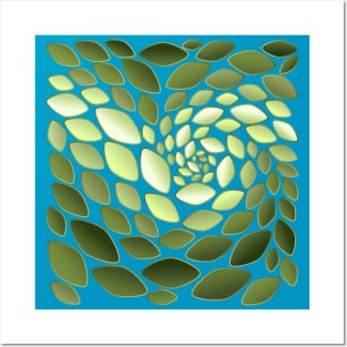 Ombre Leaf Cobblestone Swirl Posters and Art